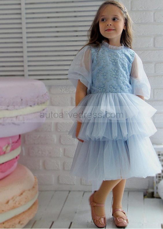 Long Sleeve Lace Tulle Flower Girl Dress